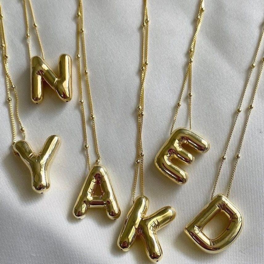 Golden alphabet chunky necklace